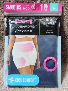 MAIDENFORM Flexees Cool Comfort Thigh Slimmer - Navy Blue - Small  - **NEW**